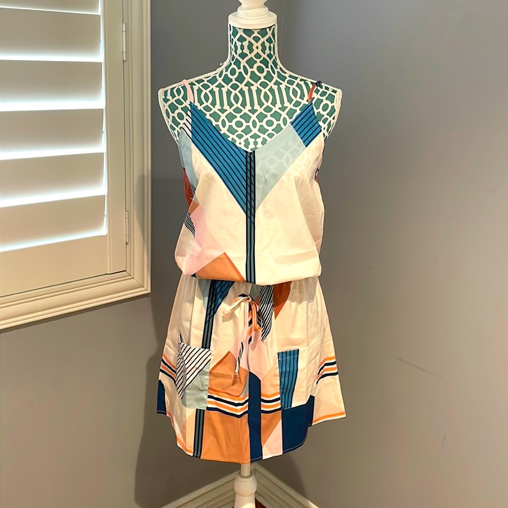 Fashion Says multi colored Geometric tank dress M NWT